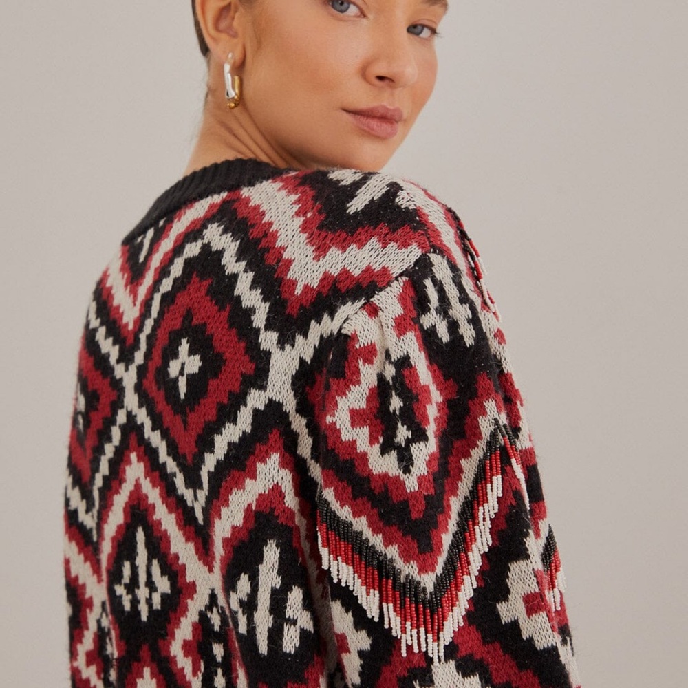 Farm Rio Rauti Beaded Knit Sweater - Picture 4 of 11